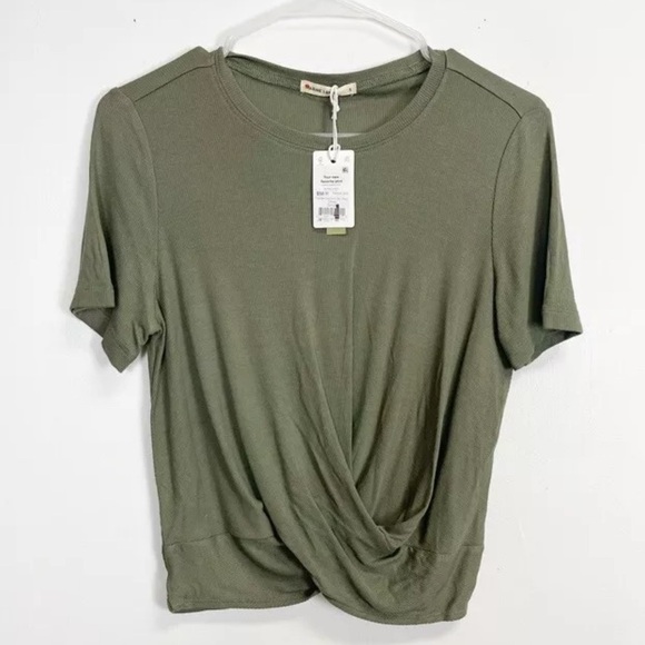 Marine Layer Tops - Marine Layer Short Sleeve Tee Womens Small Olive Green Lexi Twist Front Top NWT